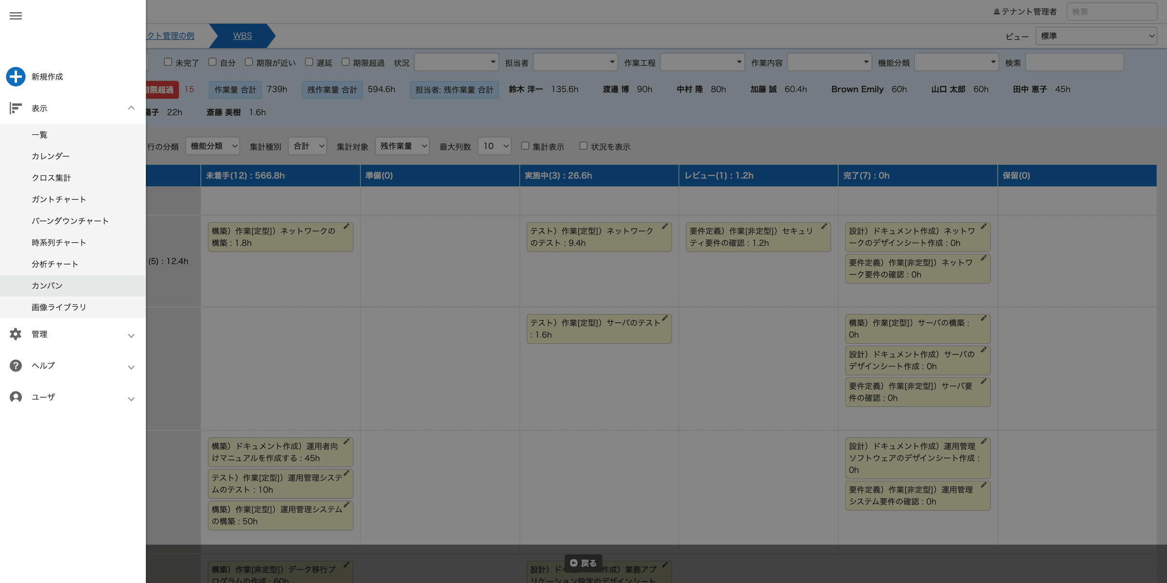 新しい UI（Cerulean）のナビゲーションメニュー。画面の左側に配置され使いやすくなった
