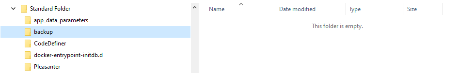 Backup folder created on the host side