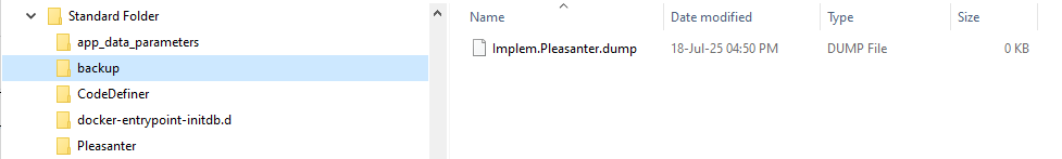 Dump file created in the folder on the host side