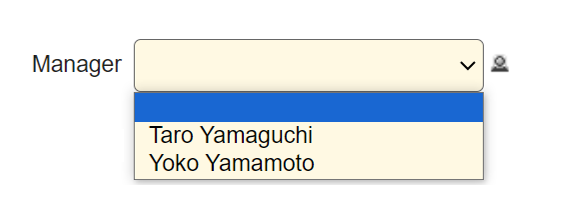 Options narrowed down to users whose names start with "Yama"