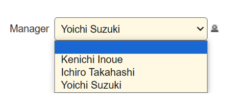 Options narrowed down to users whose names contain "Ichi"
