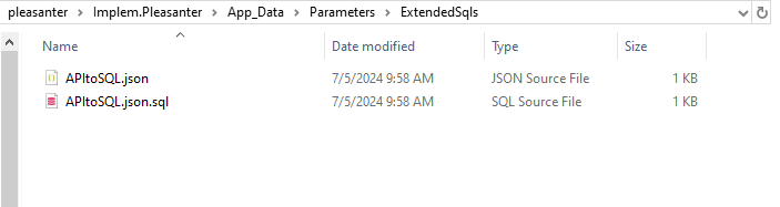 A .sql file placed with the same name as the .json file