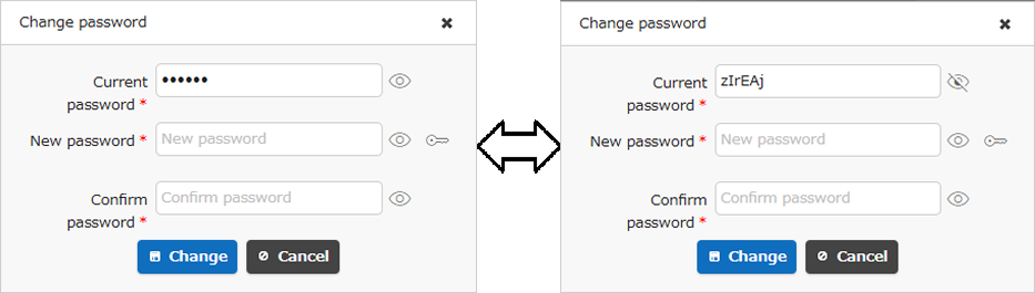 Eye icon to the right of a password entry field