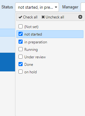 A class column with several options selected
