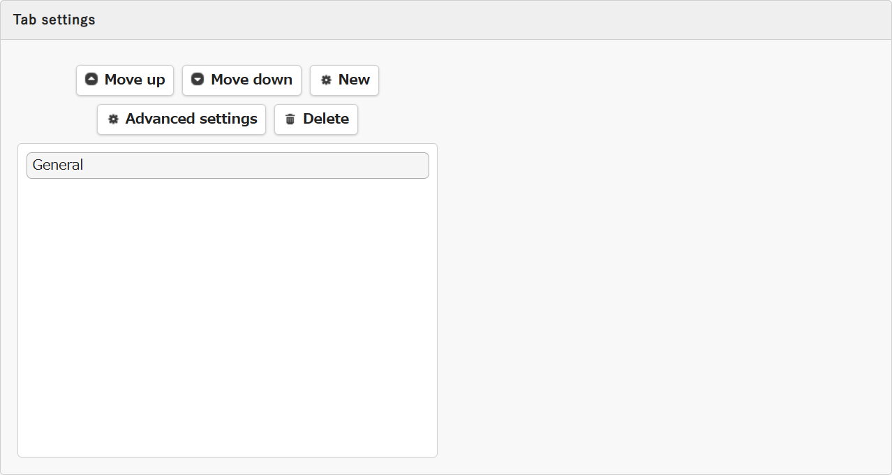 Tab settings area on the Editor tab
