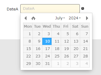 Date column input field using the Date format