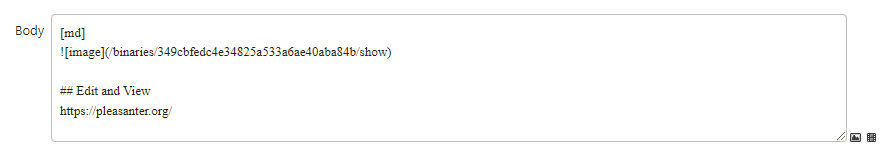 Description column in edit mode, with markdown not rendered