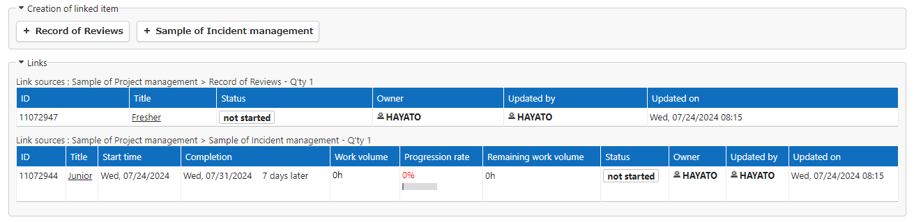 Order of the link information when Priority is not set