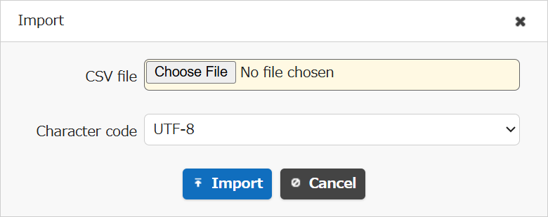 Dialog for choosing the CSV file to import