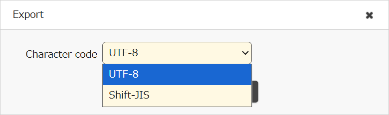 Dialog for choosing the character encoding for the export