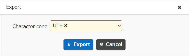 Screen after clicking the Export button