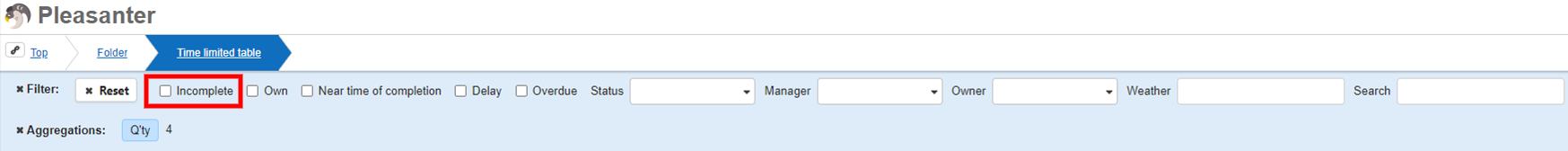 When on, the Incomplete filter appears in the Screen Index filter