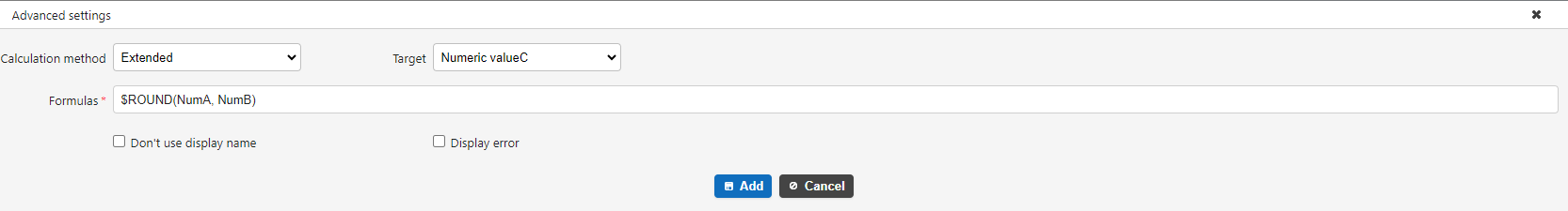Formula using the $ROUND function in usage example 2