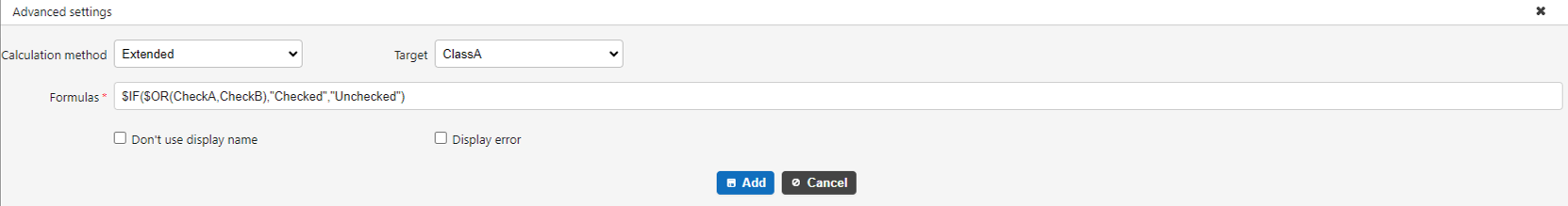 Setting example of a formula that uses a logical function