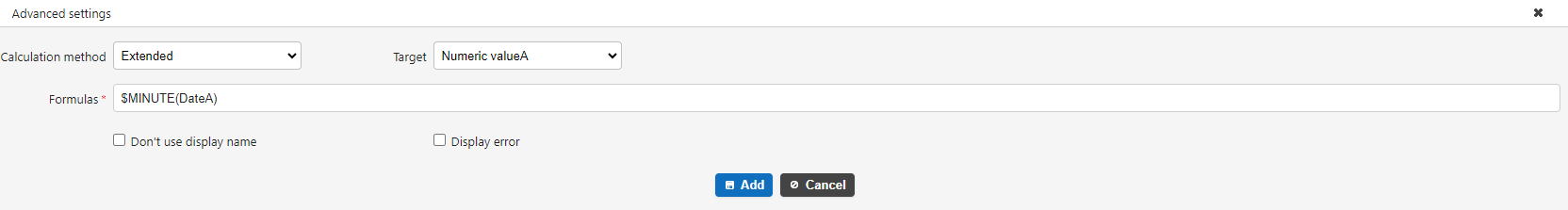 Formula using the $MINUTE function in usage example 1