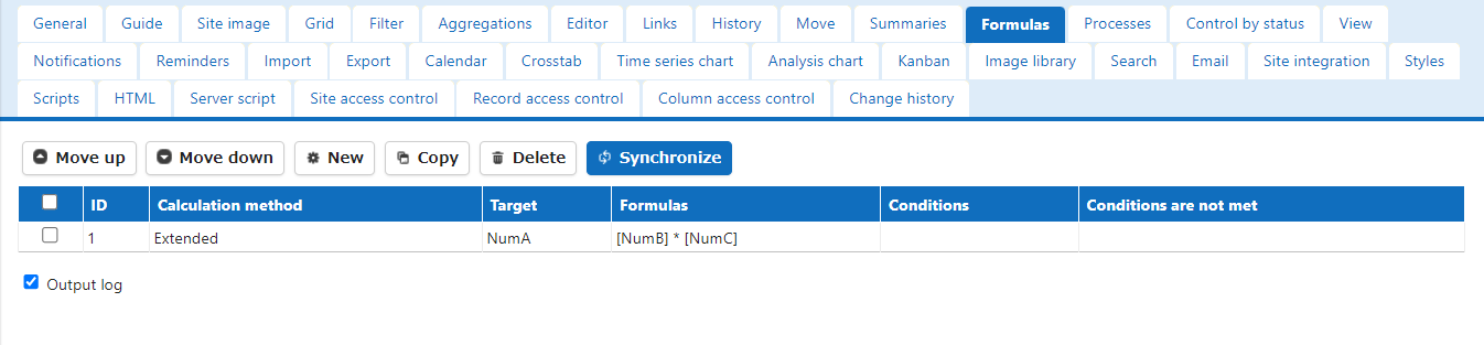 The same formula after adding, keeping the column names in square brackets