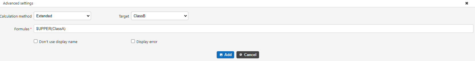 Formula using the $UPPER function in usage example 1