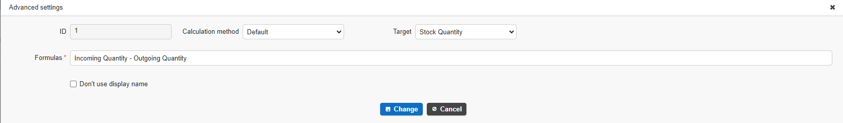 Calculation formula settings for calculating the stock quantity automatically