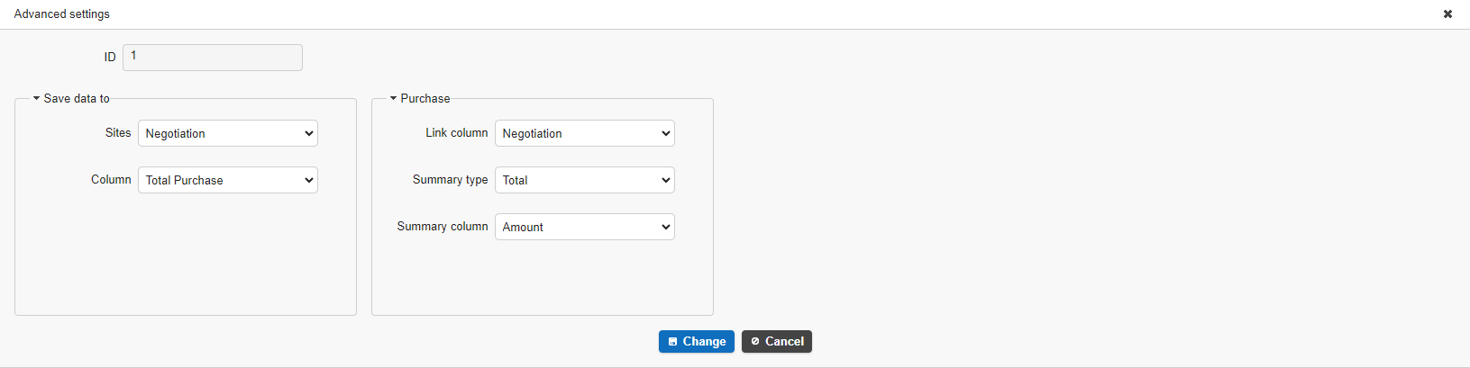 Summary list in Manage Table, where a row is checked before pressing Sync