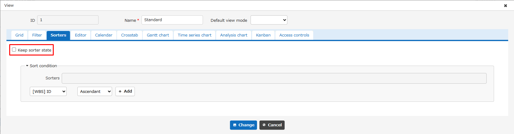 Keep Sorter State checkbox on the Sorter tab of the view advanced settings