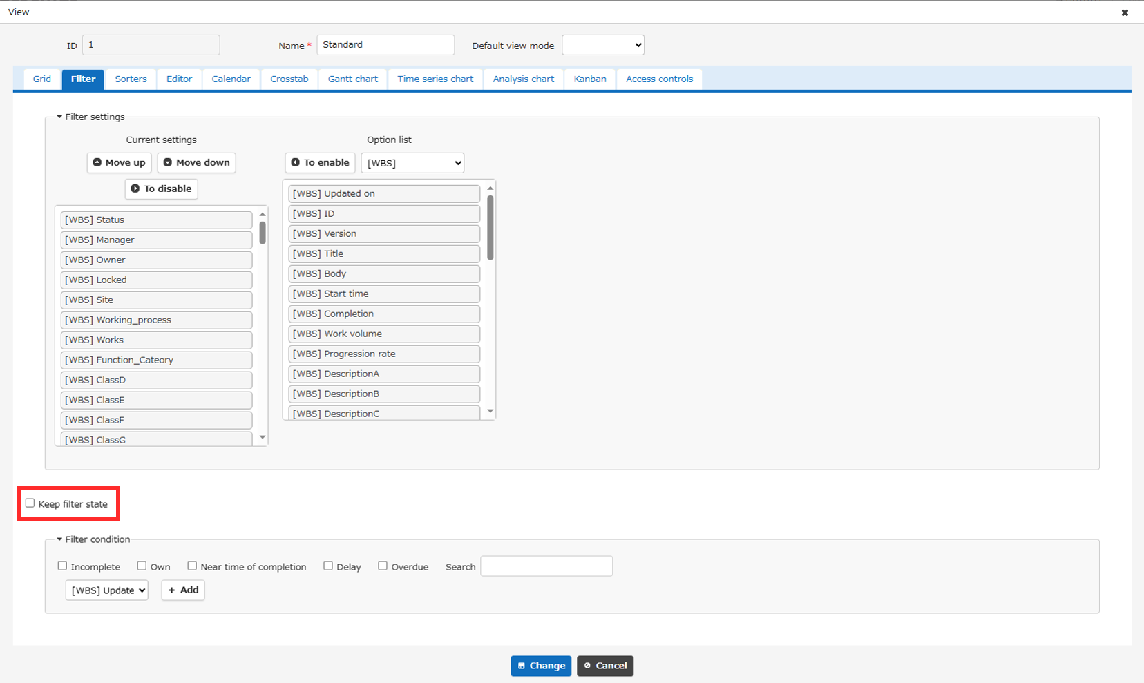 Keep Filter State checkbox on the Filter tab of the view advanced settings