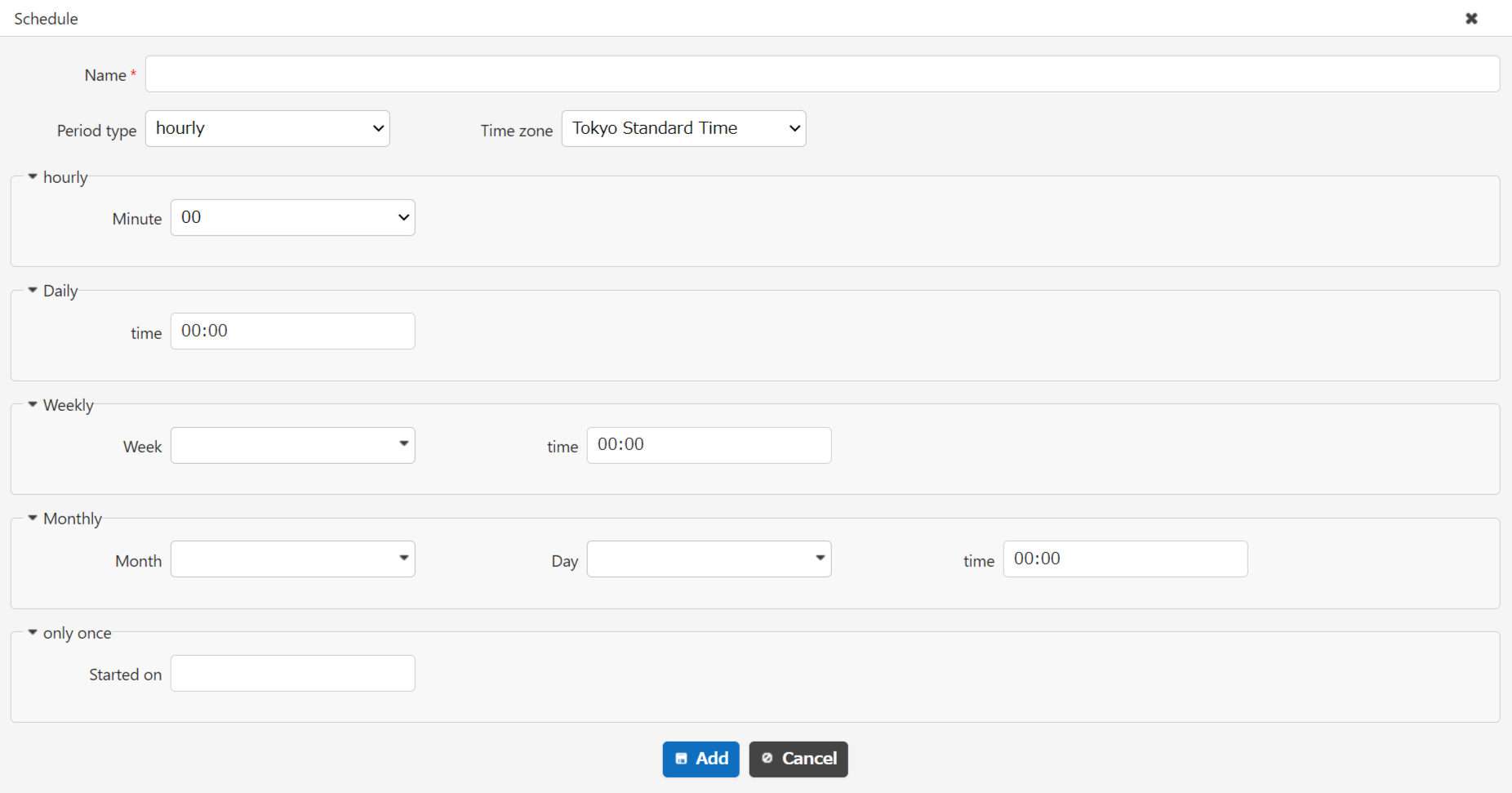 Dialog for the schedule advanced settings of a background server script