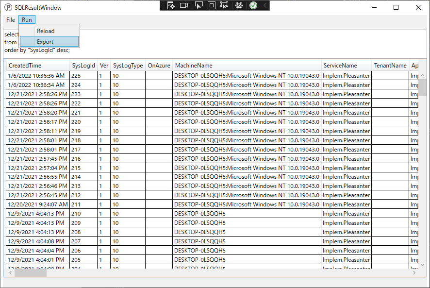 Exporting the list of extracted records as a CSV file