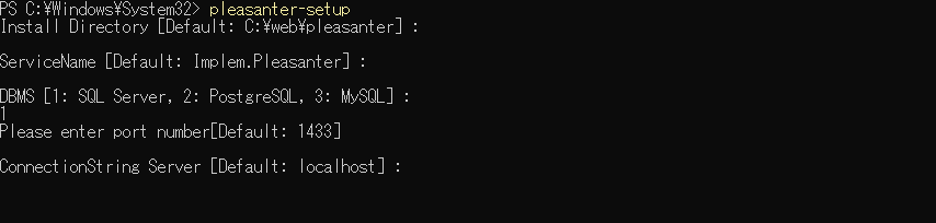 The installer prompt for the Server value of the connection string, in the SQL Server procedure