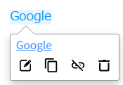 The floating toolbar for editing an existing link