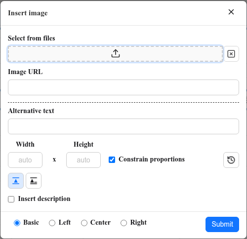 The Insert image dialog