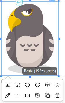 The floating toolbar displayed when a block-style image is selected
