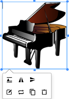 The floating toolbar displayed when an inline-style image is selected