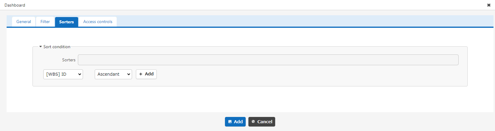 Sorter tab of the timeline settings screen