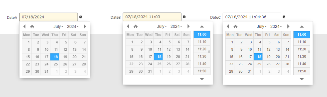 How a date column appears in the editor