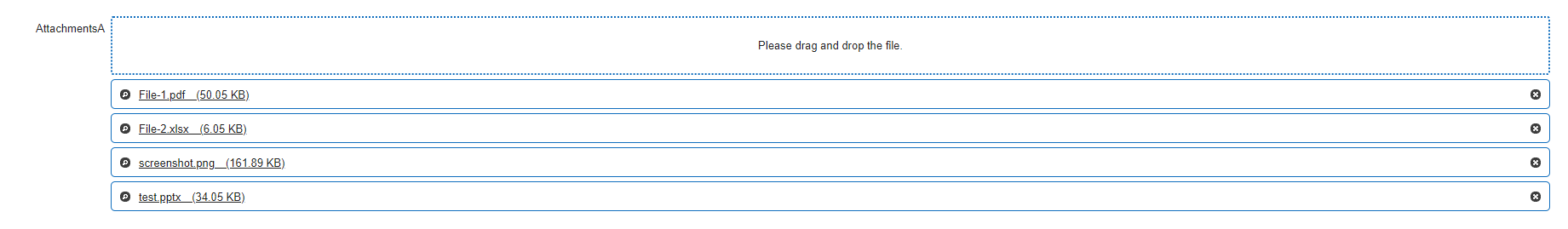 How an attachment column appears in the editor