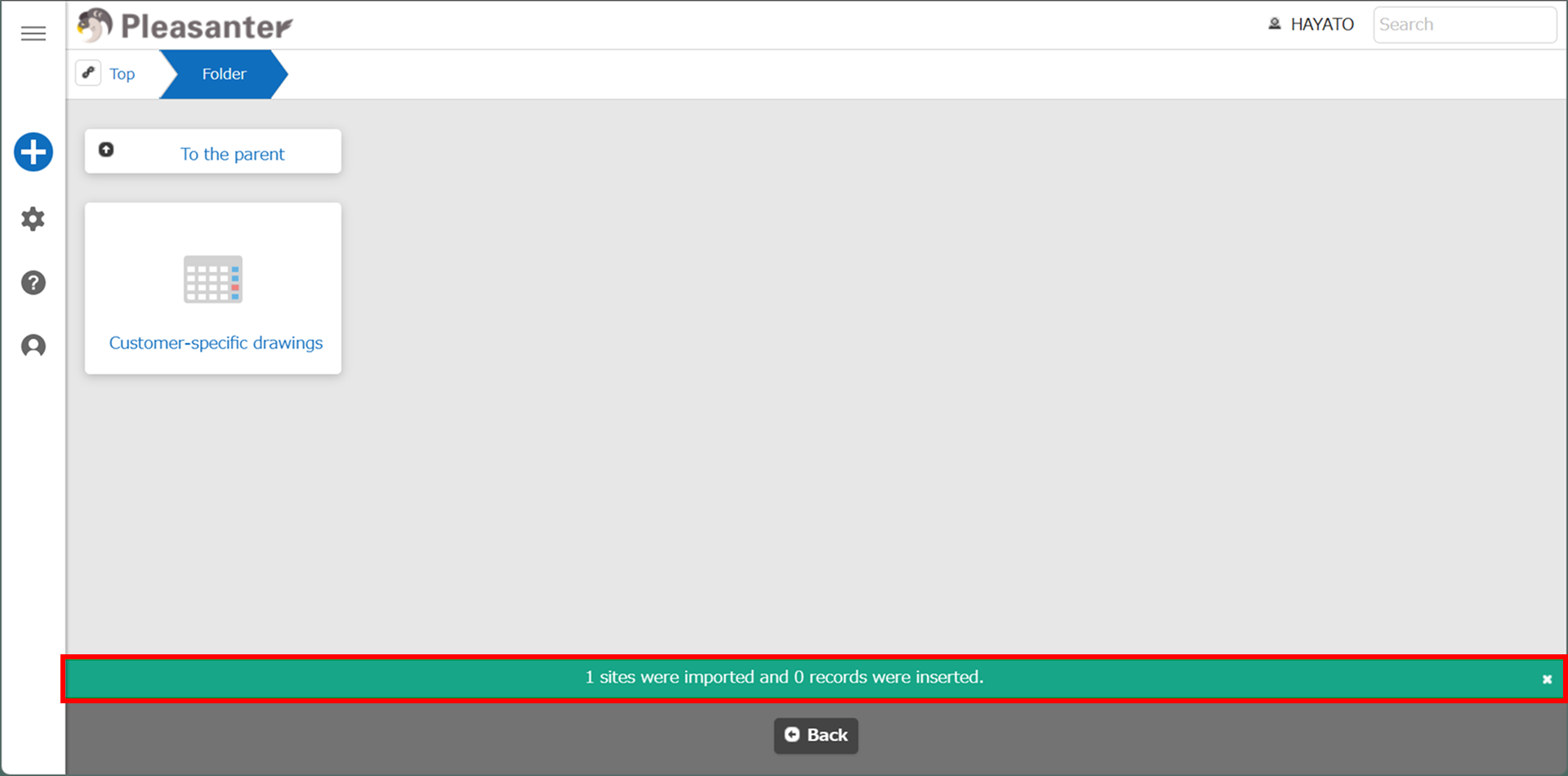 Message shown over the command button area when the import is complete