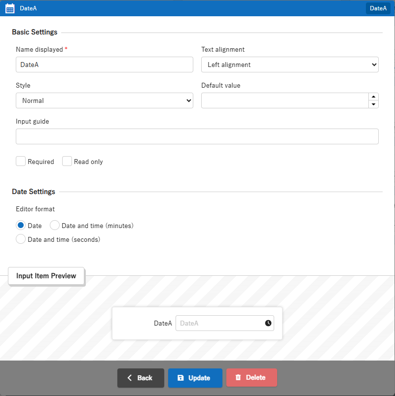 Column editing dialog for the Date column in Smart Design