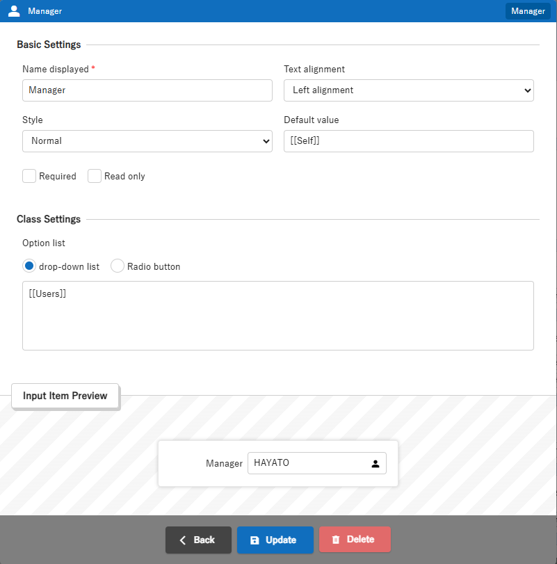 Column editing dialog for the Owner column in Smart Design