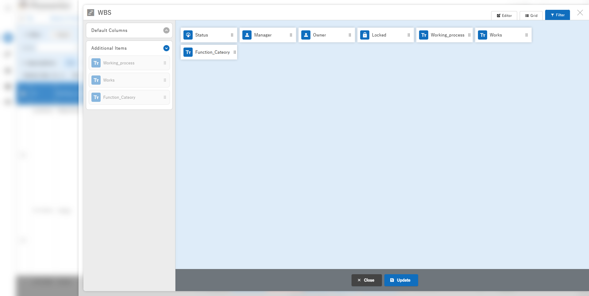 Editing the layout of the filter in Smart Design