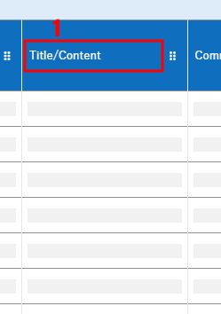 Column cells placed on the index, with the name displayed marked with a number