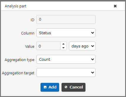 Analysis part dialog where the creation conditions are specified