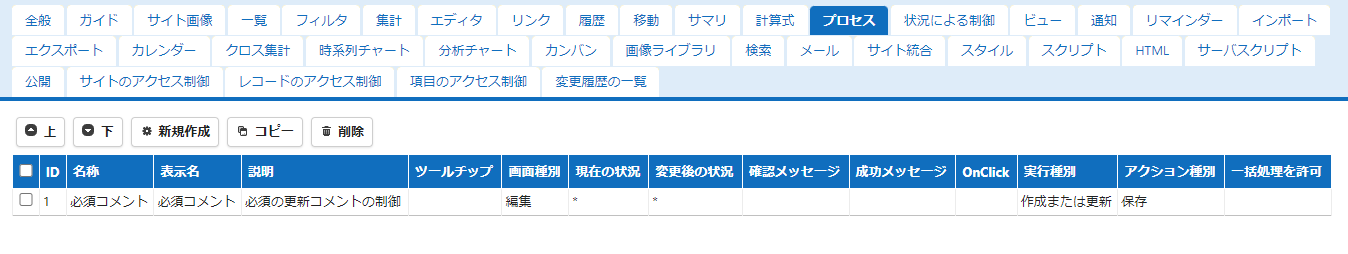プロセスにルールを1つ登録した状態