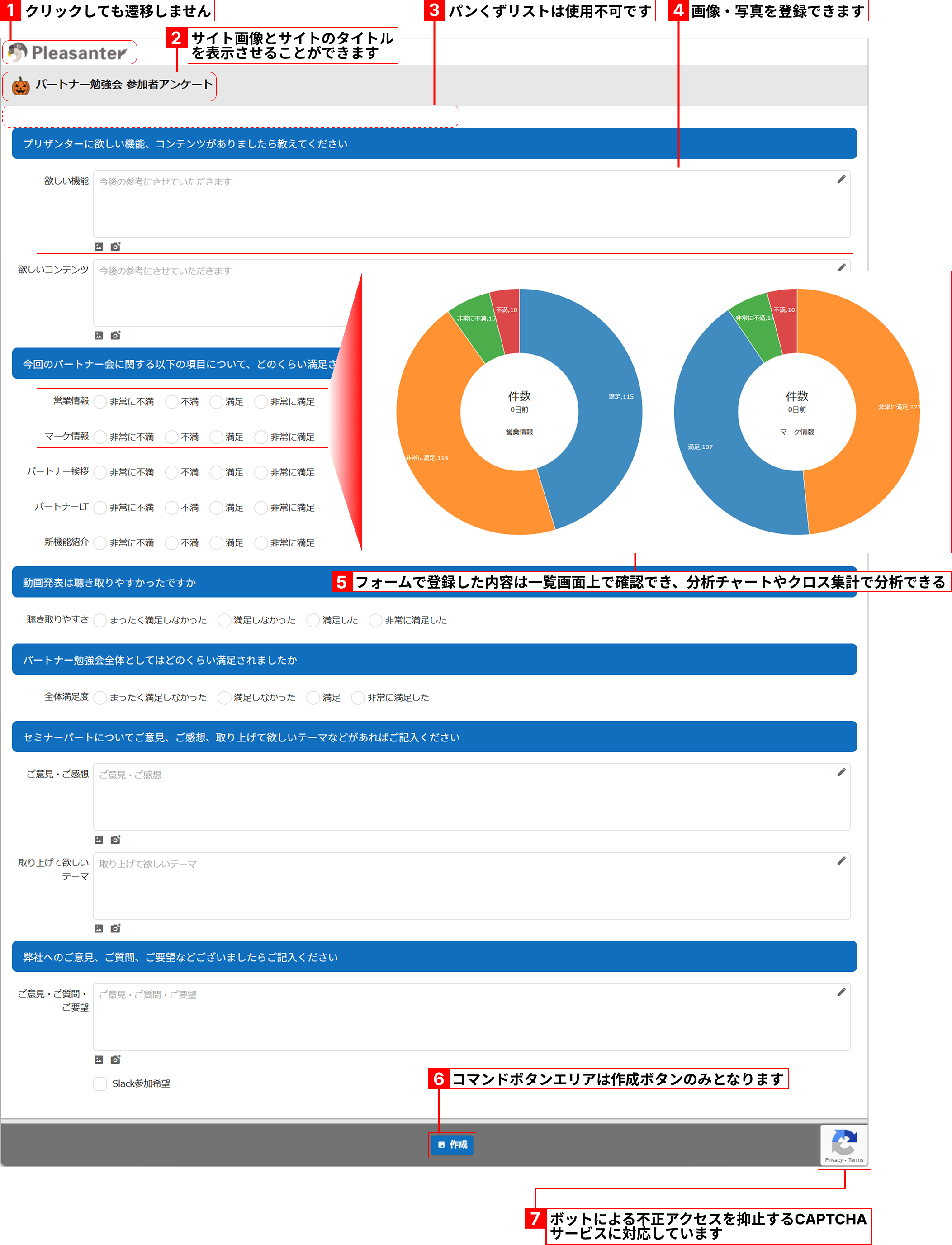 外部ユーザ向けに公開されたレコード作成画面