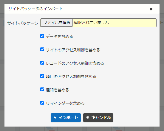 インポート時のオプション設定