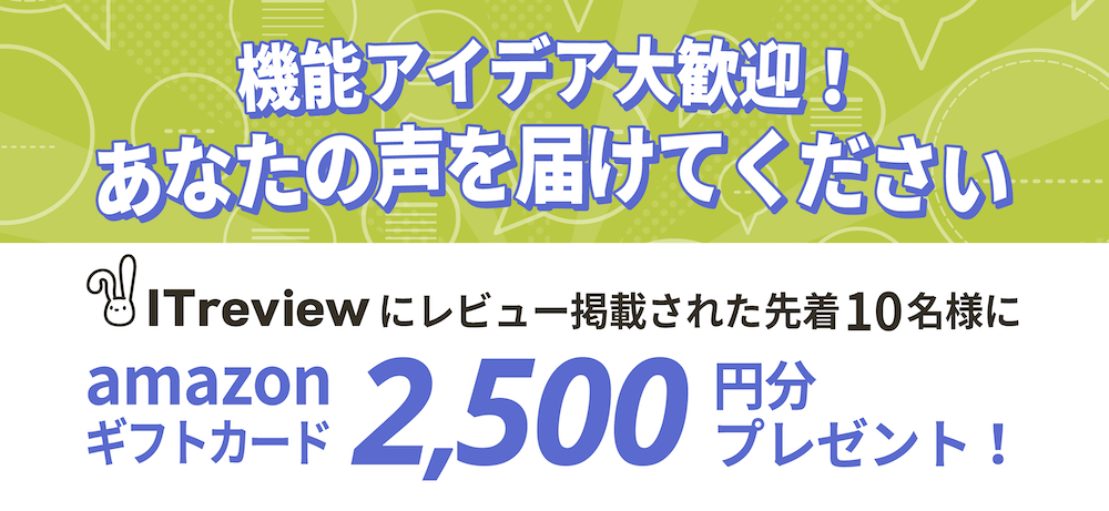 ITreviewレビュー投稿キャンペーン レビュー投稿・公開でamazonギフトカード2500円分プレゼント！